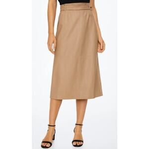 NWT Alysi Gonna Real Leather Midi Skirt Nude Beige IT 44 US 6 Italian Designer